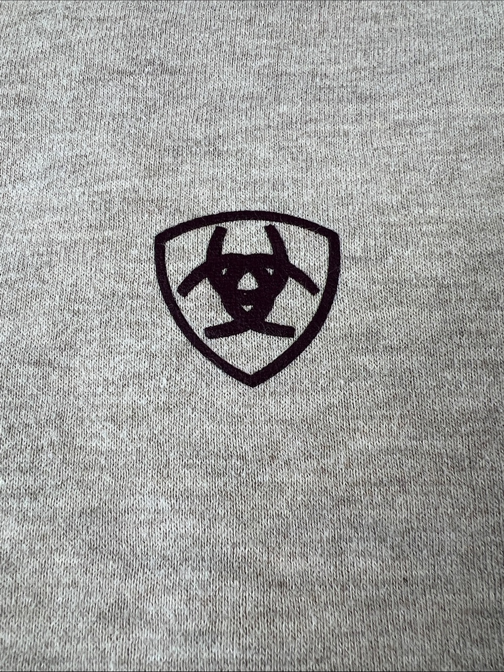 Ariat Women's Logo Hoodie in Oatmeal Heather/Purple - Picture 3 of 12
